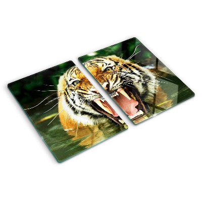 Glas schneidebrett Tiger im Angriff