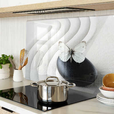 Schneidebrett glas Schmetterlingsmotiv auf Stein