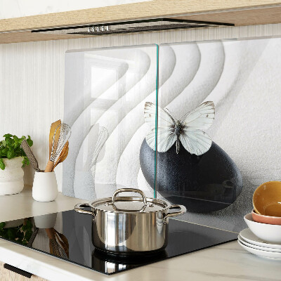 Schneidebrett glas Schmetterlingsmotiv auf Stein