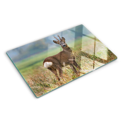 Schneidebrett Glas mit Rehmotiv in seinem natürlichen Lebensraum