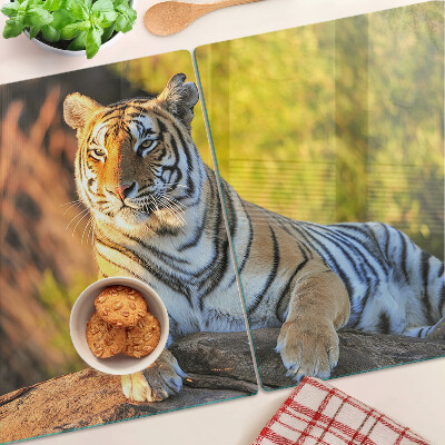 Glas schneidebrett Tiger vor dem Hintergrund der Natur