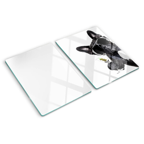 Schneidebrett mit Aufdruck eines Hundes mit Sonnenbrille