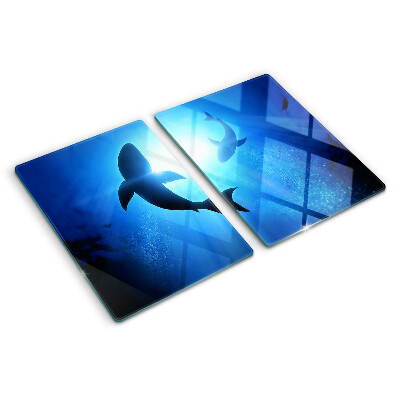 Schneidebrett glas Haie im Unterwasserlicht