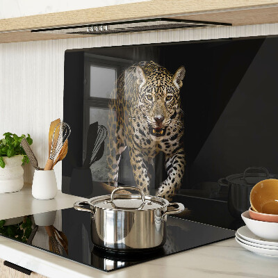Glas-Schneidebrett mit Motiv „Leopard in Bewegung“