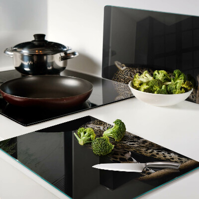 Glas-Schneidebrett mit Motiv „Leopard in Bewegung“