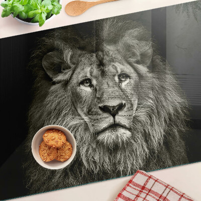 Schneidebrett Löwe in Schwarzweiß