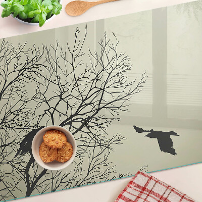 Schneidebrett glas Vögel auf den Ästen