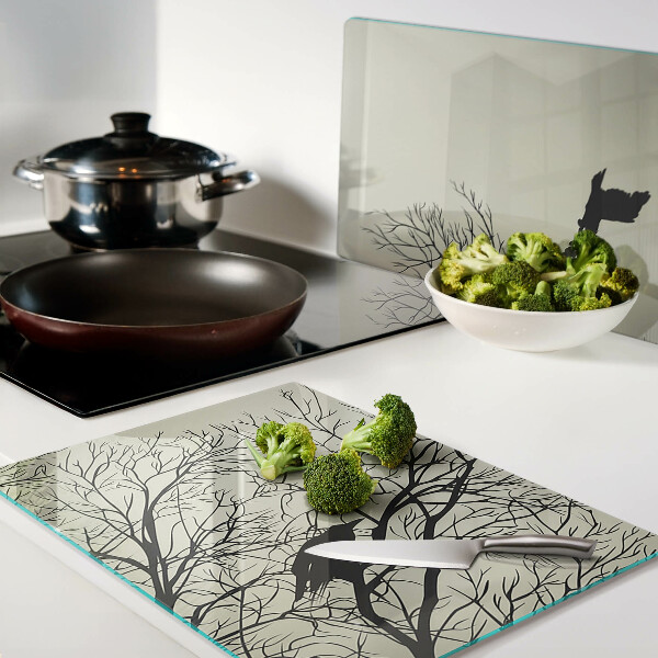 Schneidebrett glas Vögel auf den Ästen