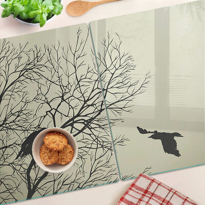 Schneidebrett glas Vögel auf den Ästen