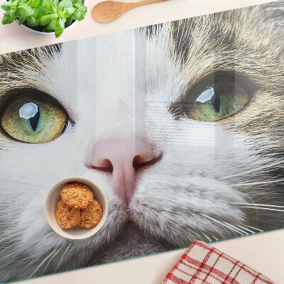 Glas schneidebrett Eine Katze mit grünen Augen
