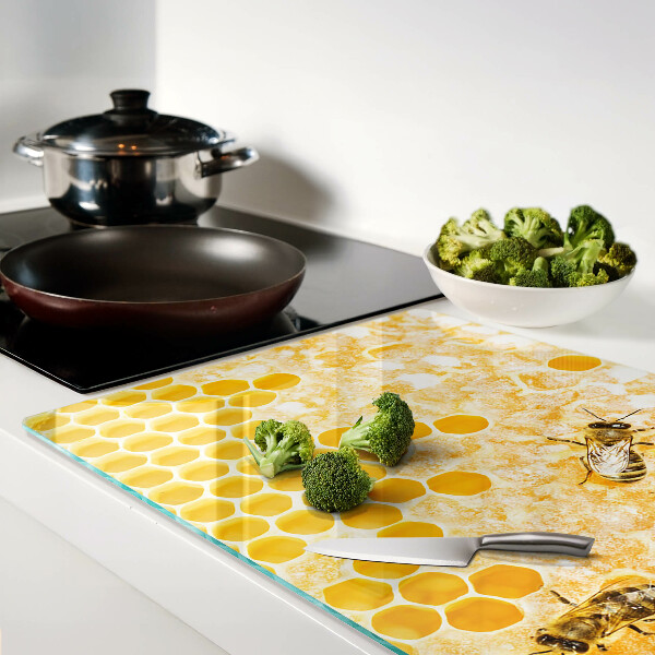 Glas schneidebrett Bienenstöcke und Bienen