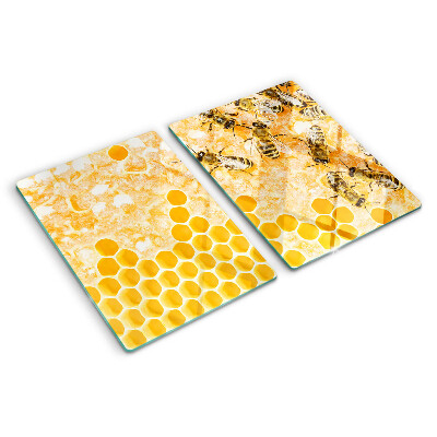 Glas schneidebrett Bienenstöcke und Bienen
