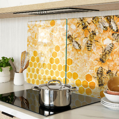 Glas schneidebrett Bienenstöcke und Bienen