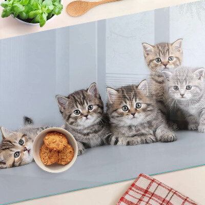 Glas schneidebrett Katzen im Hintergrund des Fensters