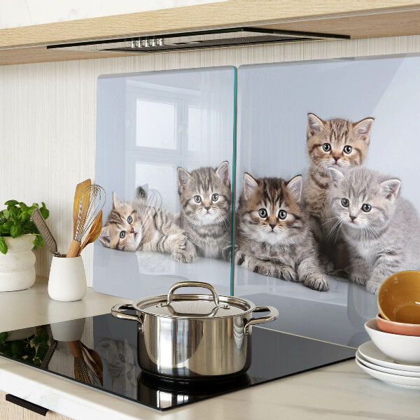 Glas-Schneidebrett mit Motiv Katzen vor einem Fenster