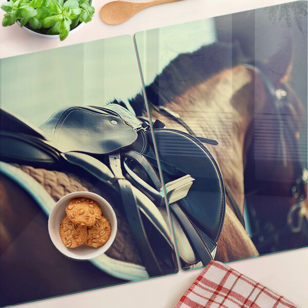 Glas schneidebrett Pferde und Reitzubehör