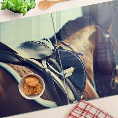 Glas schneidebrett Pferde und Reitzubehör