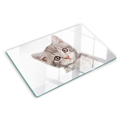 Schneidebrett glas Kätzchen mit großen Augen