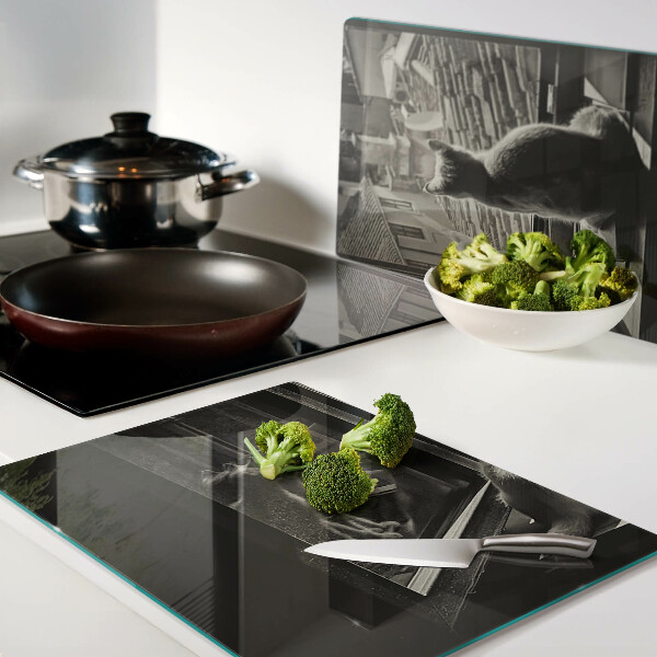 Schneidebrett glas Katzen am Fenster