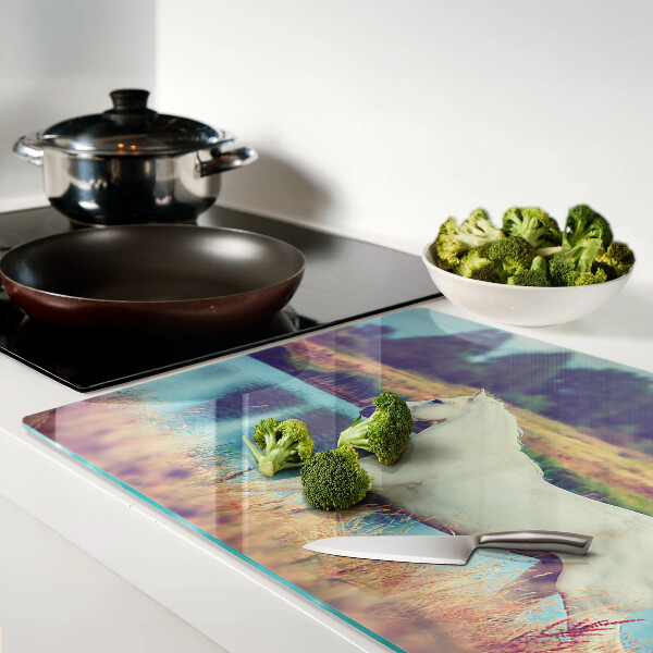 Glas schneidebrett Weißes Pferd am Wasser