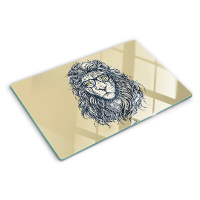 Schneidebrett mit Motiv eines Löwen mit Brille