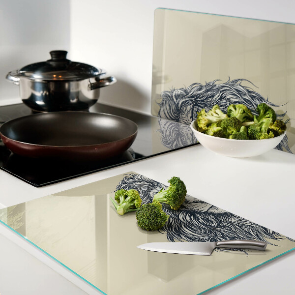 Schneidebrett mit Motiv eines Löwen mit Brille