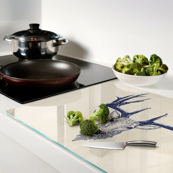 Glas-Schneidebrett mit Motiv eines Elchs mit Geweih