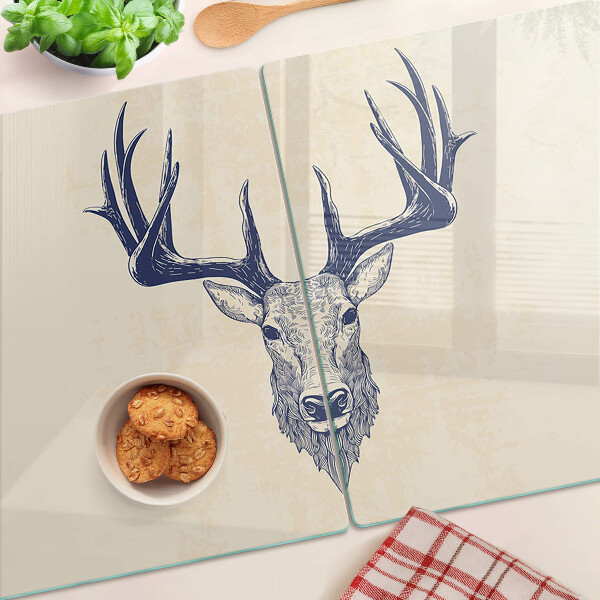 Glas-Schneidebrett mit Motiv eines Elchs mit Geweih