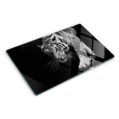 Schneidebrett Glas mit schwarz-weißem Tigerdesign
