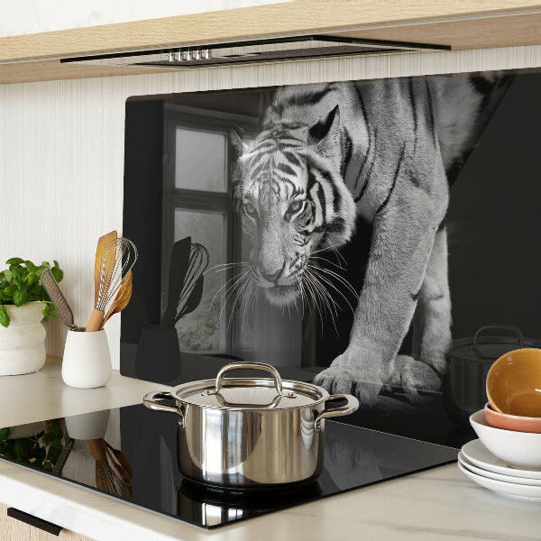 Schneidebrett Glas mit schwarz-weißem Tigerdesign