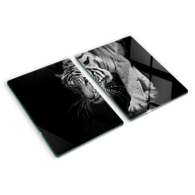 Schneidebrett Glas mit schwarz-weißem Tigerdesign