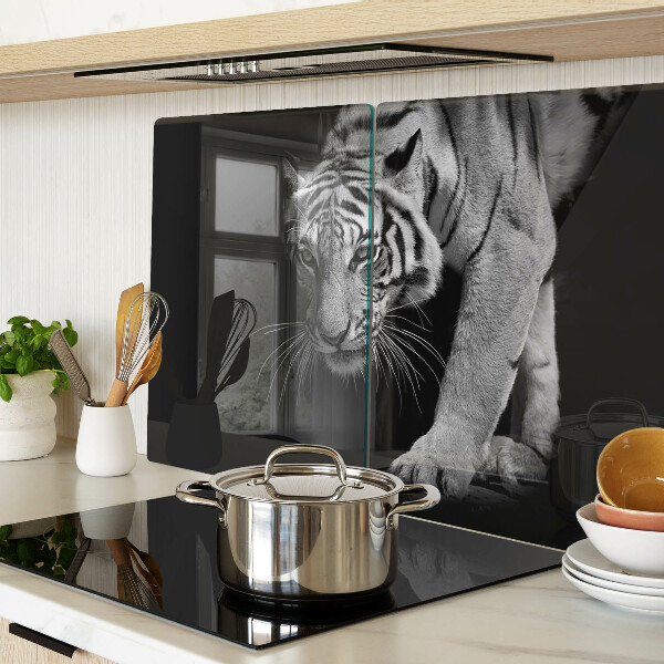 Schneidebrett Glas mit schwarz-weißem Tigerdesign
