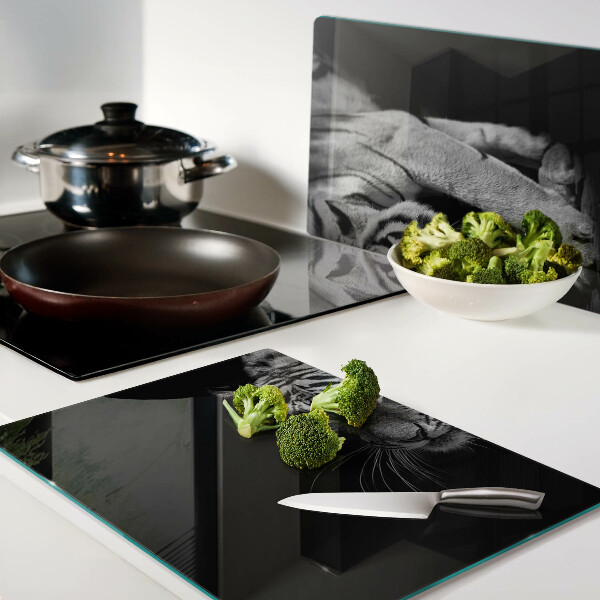 Schneidebrett glas Tiger in Schwarzweiß