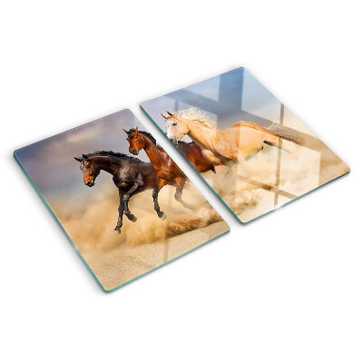 Schneidebrett mit Motiv galoppierender Pferde