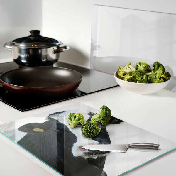 Glas-Schneidebrett mit Motiv einer Kuh