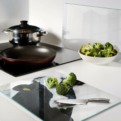 Glas-Schneidebrett mit Motiv einer Kuh