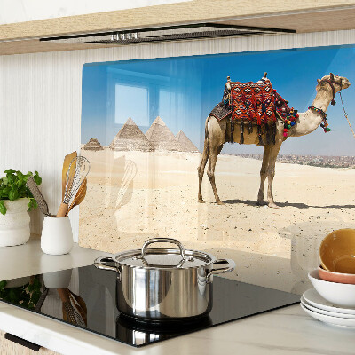 Schneidebrett glas Pyramiden und ein Kamel in der Wüste