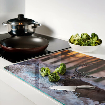 Glas schneidebrett Hirsche im Winterwald