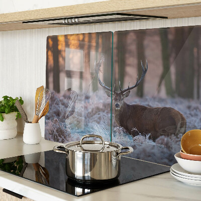 Glas schneidebrett Hirsche im Winterwald