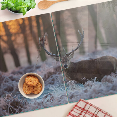 Glas schneidebrett Hirsche im Winterwald