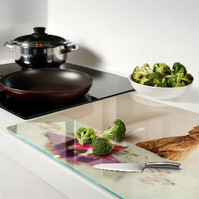 Schneidebrett glas Ein Hund am Tisch mit einem Kuchen