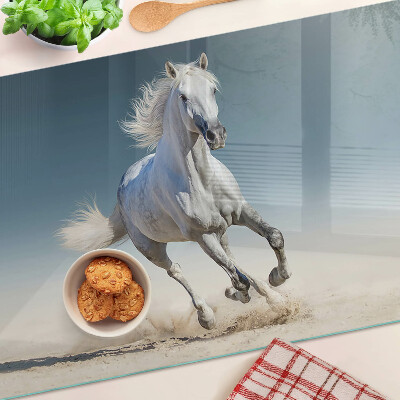 Glas schneidebrett Weißes Pferd in Bewegung