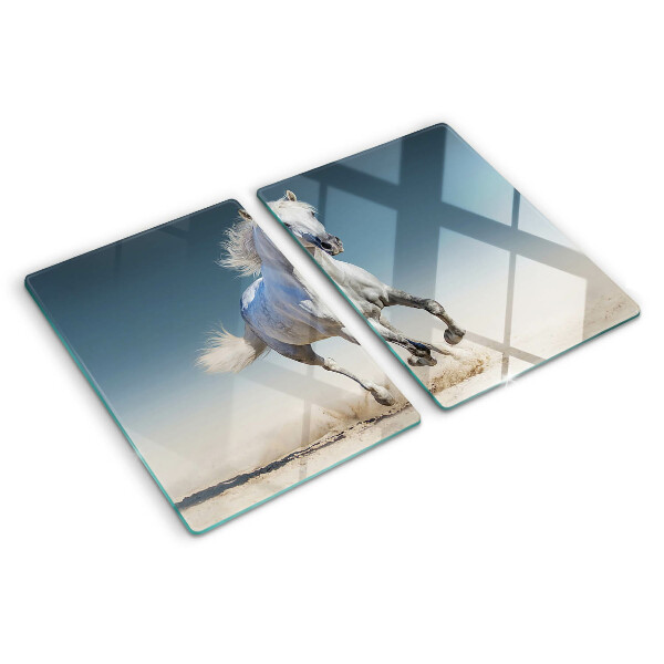Glas schneidebrett Weißes Pferd in Bewegung