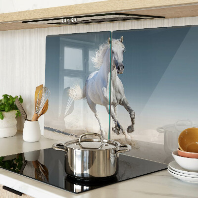 Glas schneidebrett Weißes Pferd in Bewegung