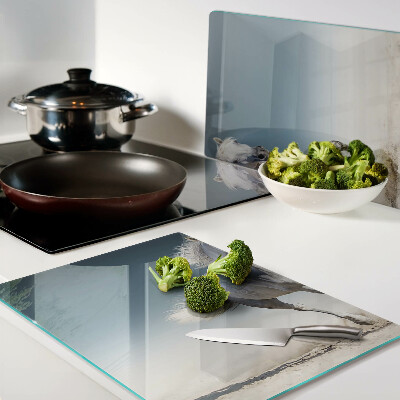 Glas schneidebrett Weißes Pferd in Bewegung