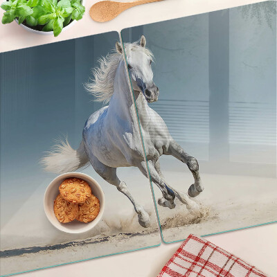 Glas schneidebrett Weißes Pferd in Bewegung