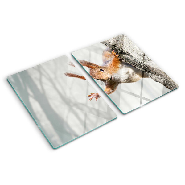 Schneidebrett mit Eichhörnchen-Motiv auf einem Ast