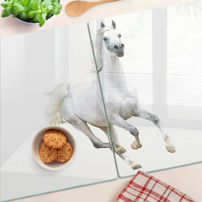 Schneidebrett Weißes Pferd in Bewegung