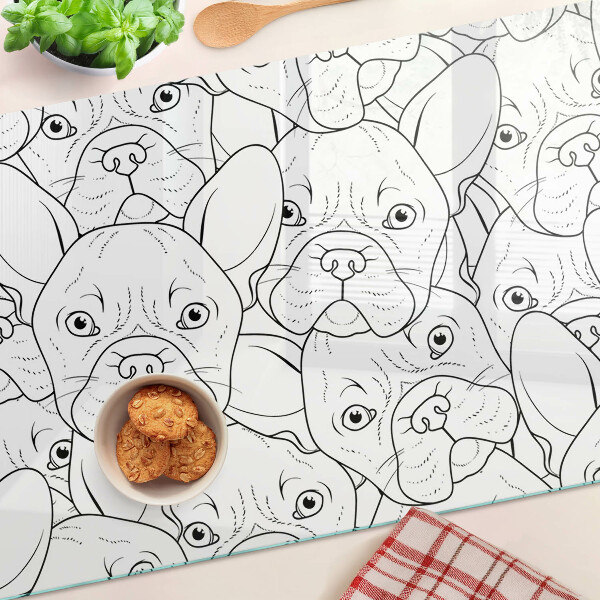 Schneidebrett glas Französische Bulldoggen