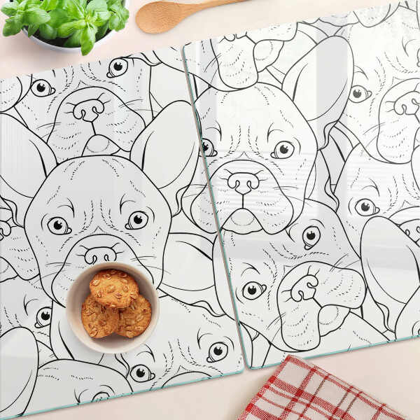 Schneidebrett Glas mit Motiv Französische Bulldoggen